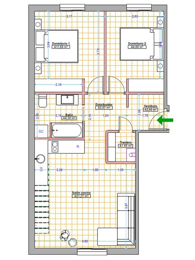 Reforma de apartamento sobre plano y visualización en 3D